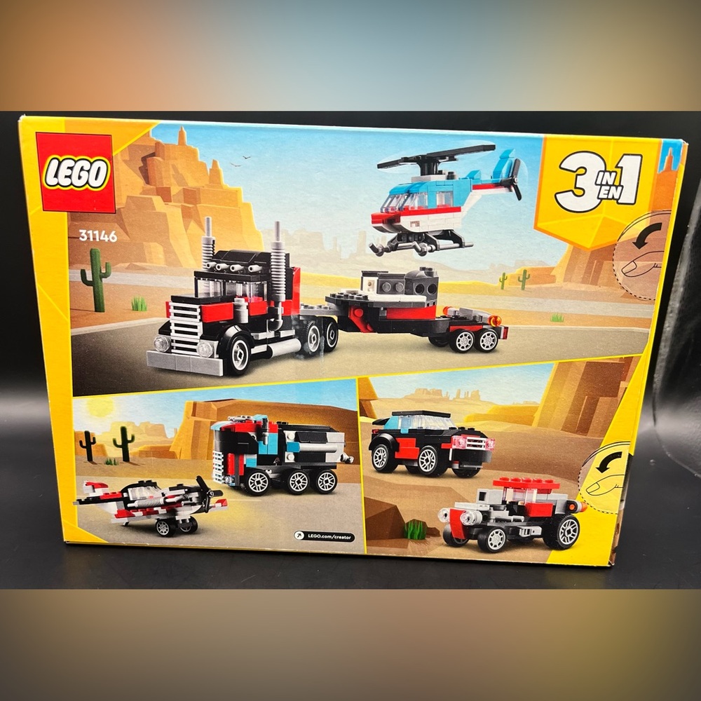 LEGO Creator 3-in-1 Flatbed Truck/Helicopter Set - Red, Black,‎ and Blue,sealed - Picture 3 of 5